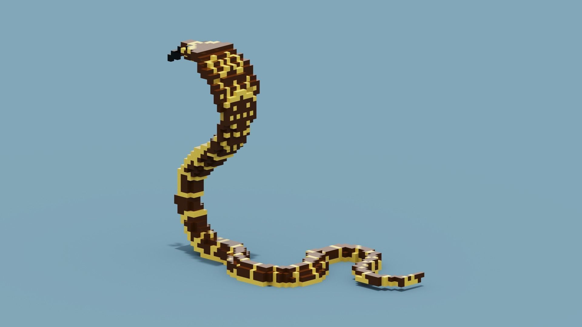 Voxel Cobra Low-poly 3D model_3