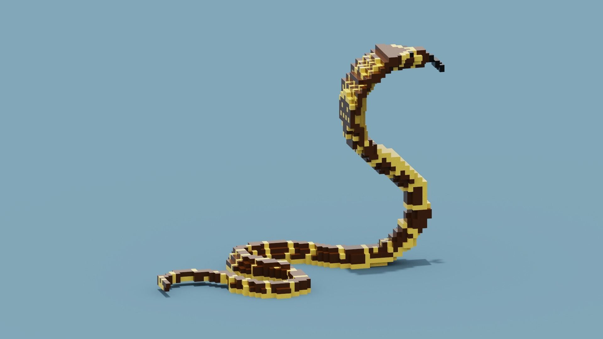 Voxel Cobra Low-poly 3D model_7