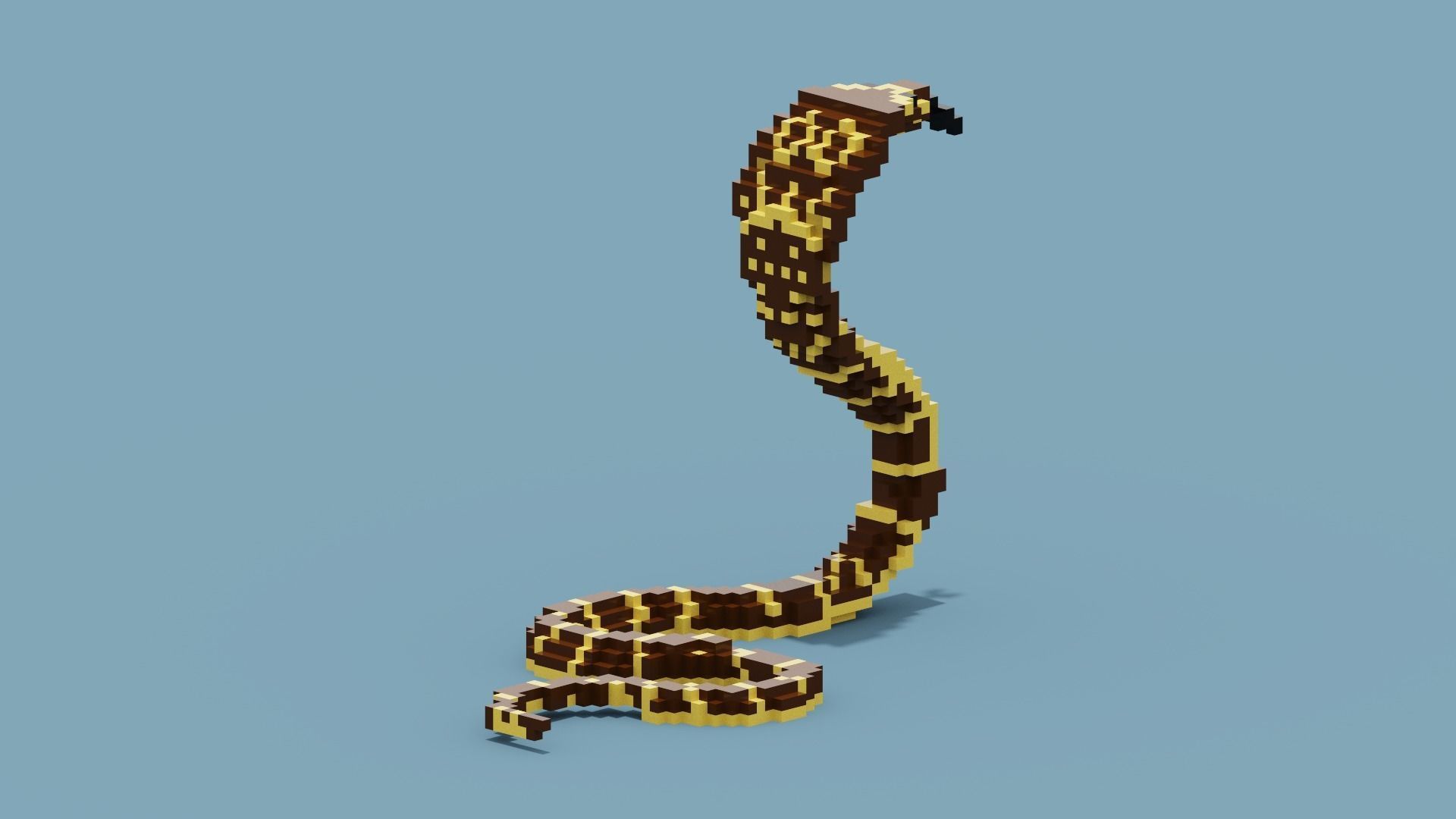 Voxel Cobra Low-poly 3D model_6