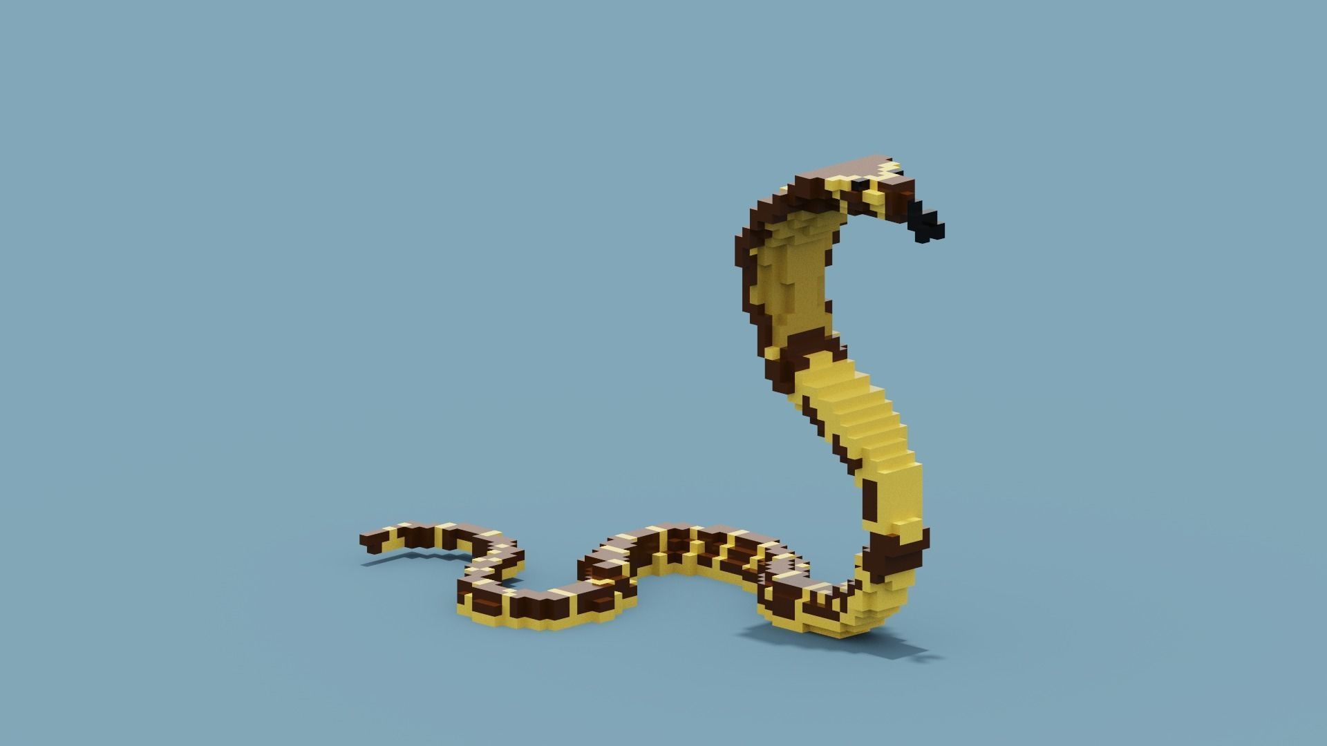 Voxel Cobra Low-poly 3D model_9