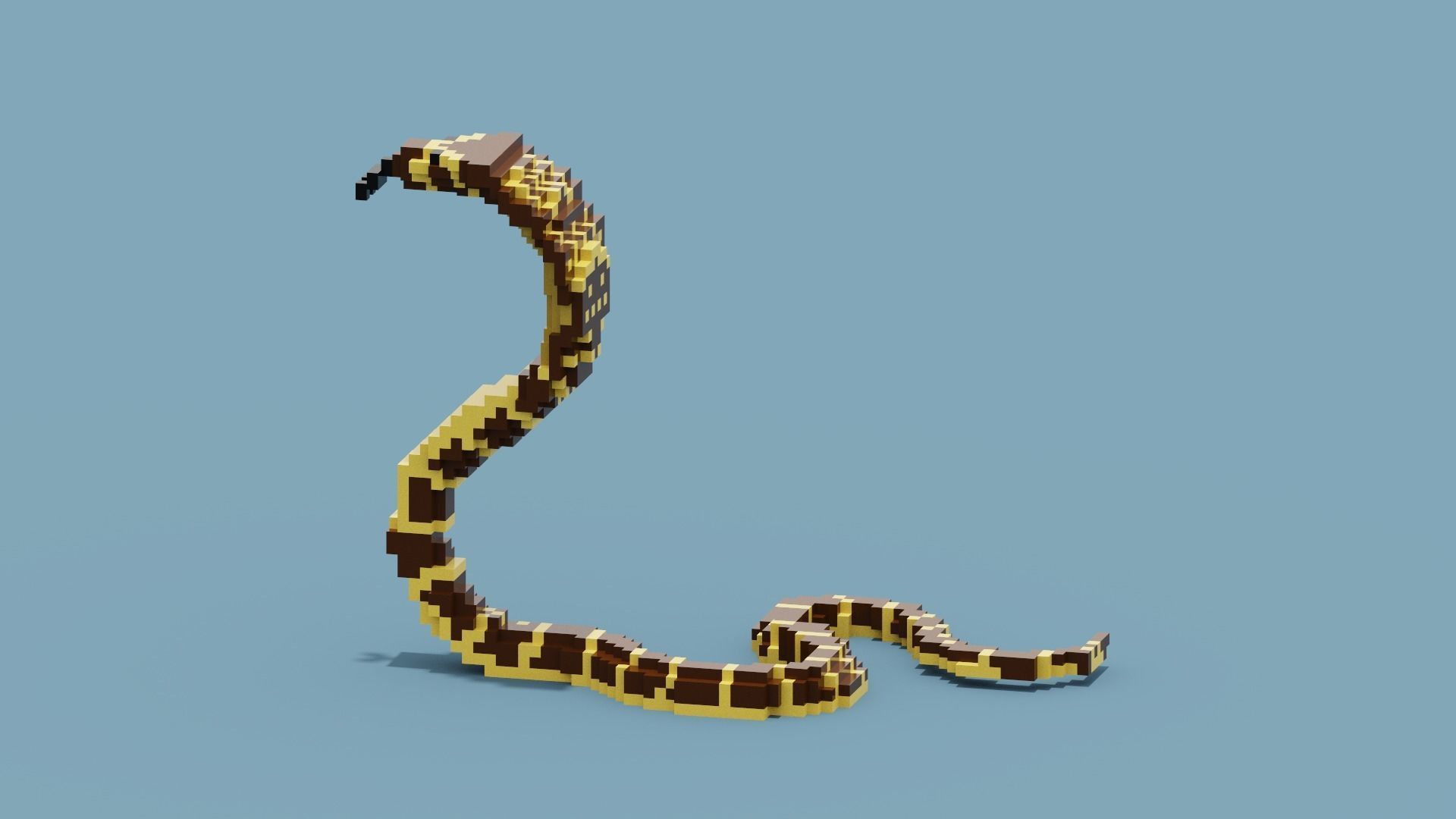 Voxel Cobra Low-poly 3D model_2