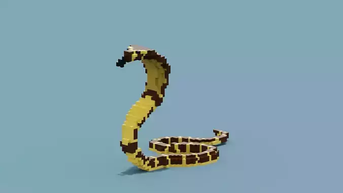 Voxel Cobra Low-poly 3D model