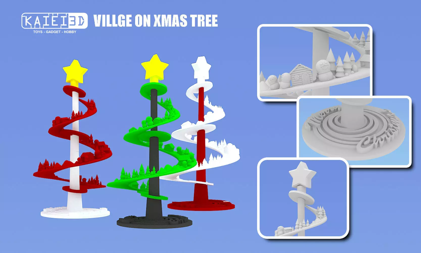 Village on xmas tree 3D print model_0