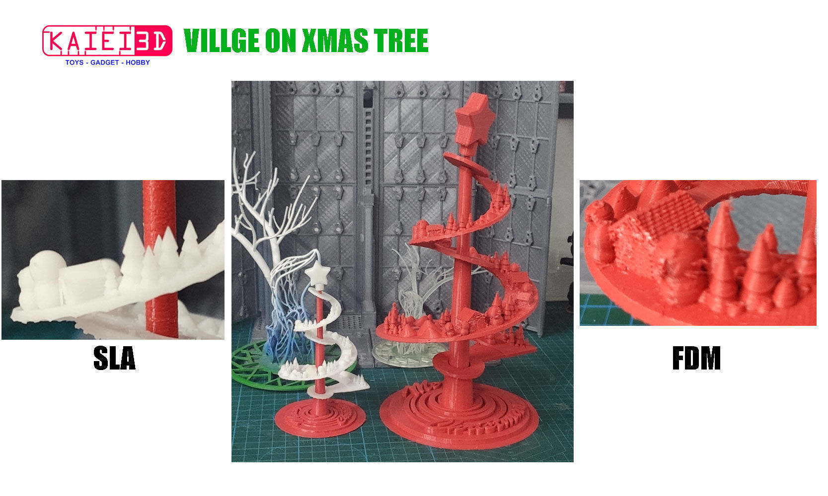 Village on xmas tree 3D print model_2