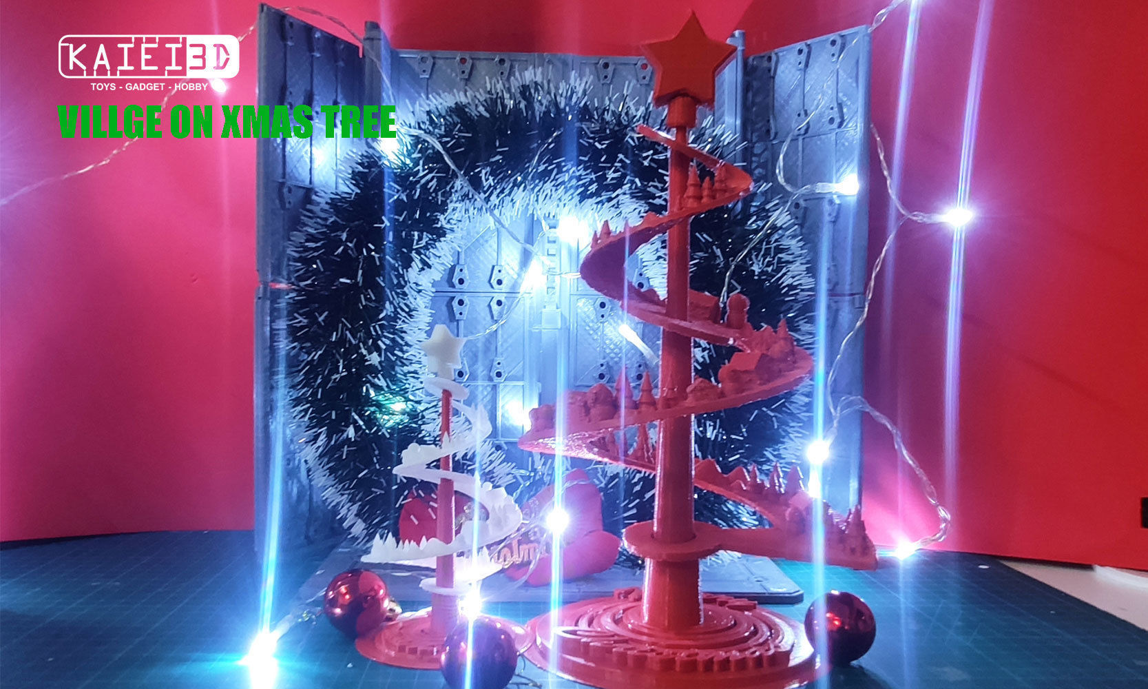 Village on xmas tree 3D print model_3