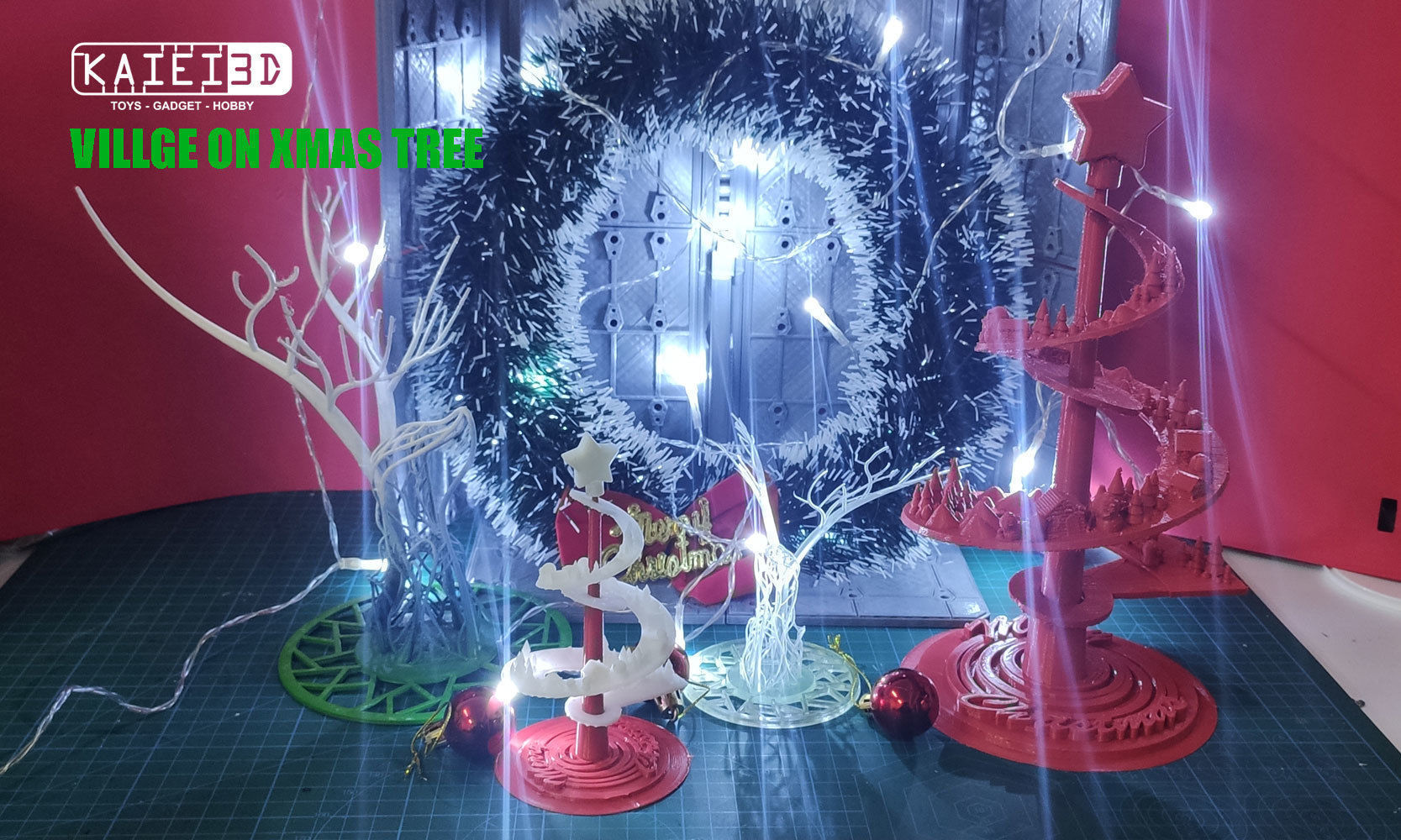 Village on xmas tree 3D print model_4