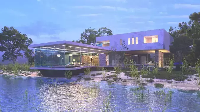 Super modern beach villa house 3ds max corona 3D model