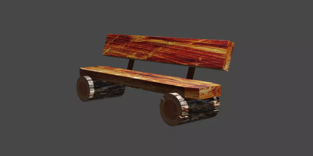 Bench wooden made of logs Free 3D model
