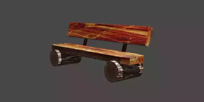 Bench wooden made of logs