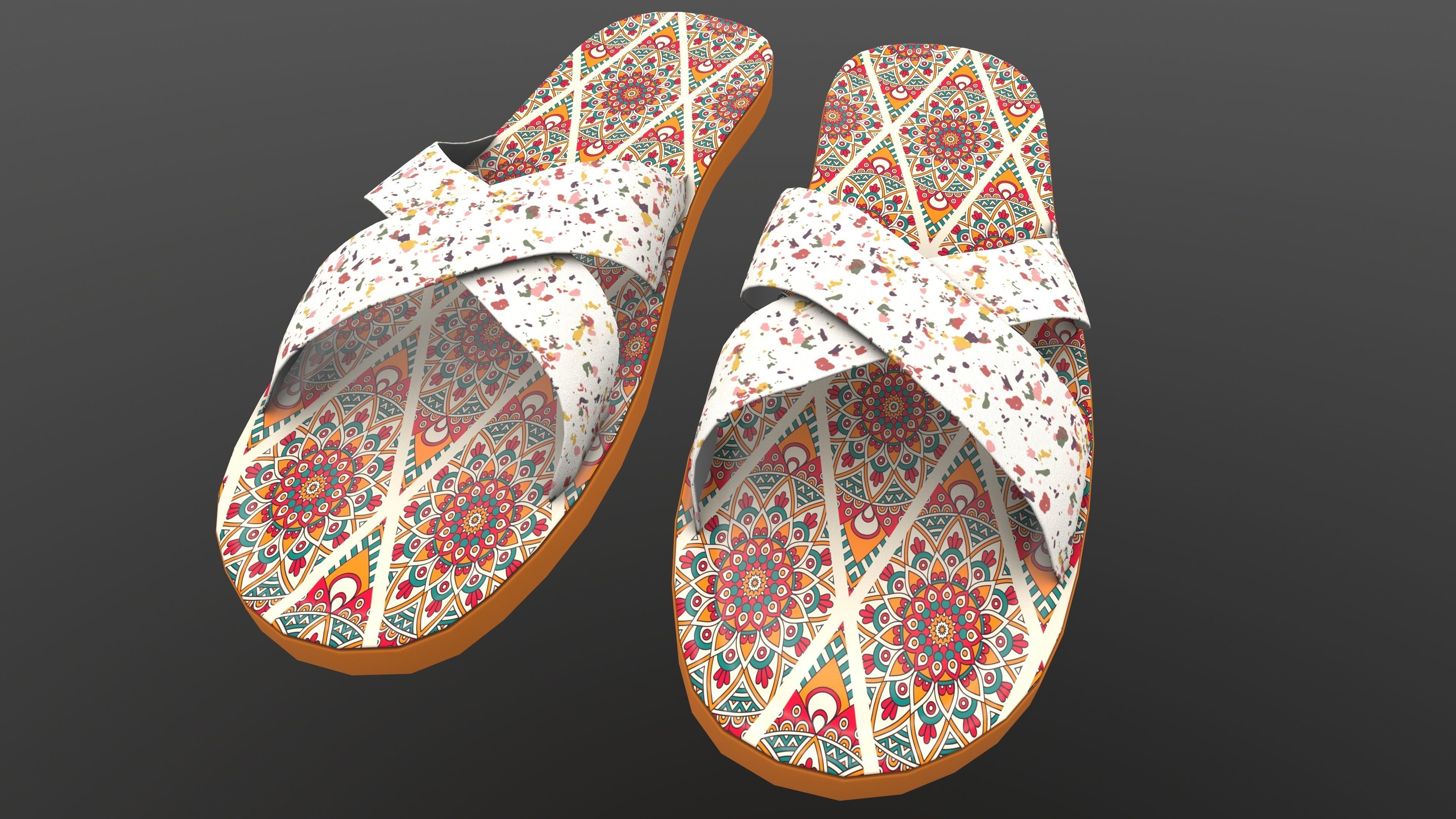 Designer Slipper 3D Model AR VR PBR Low-poly 3D model_3