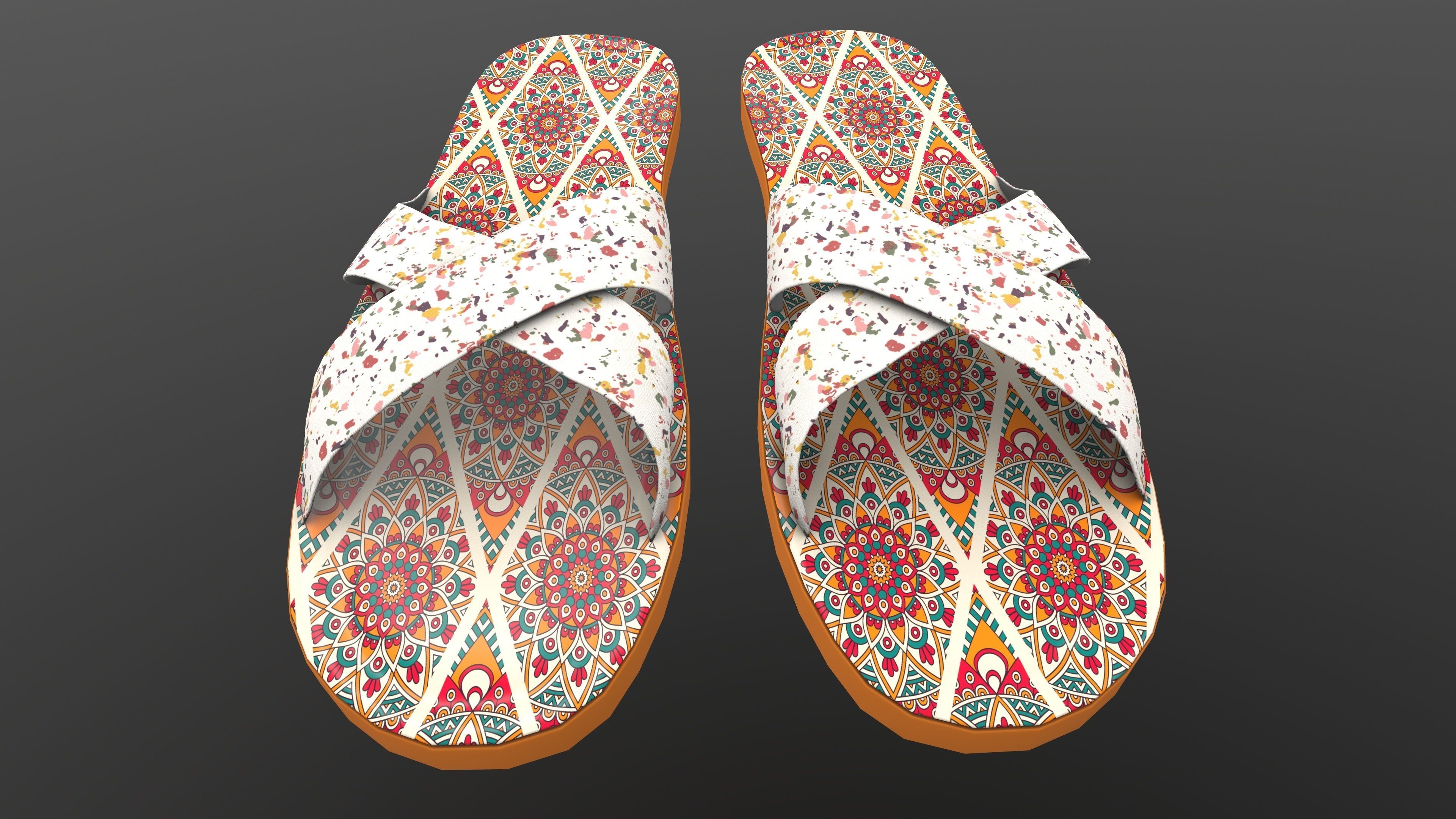 Designer Slipper 3D Model AR VR PBR Low-poly 3D model_2