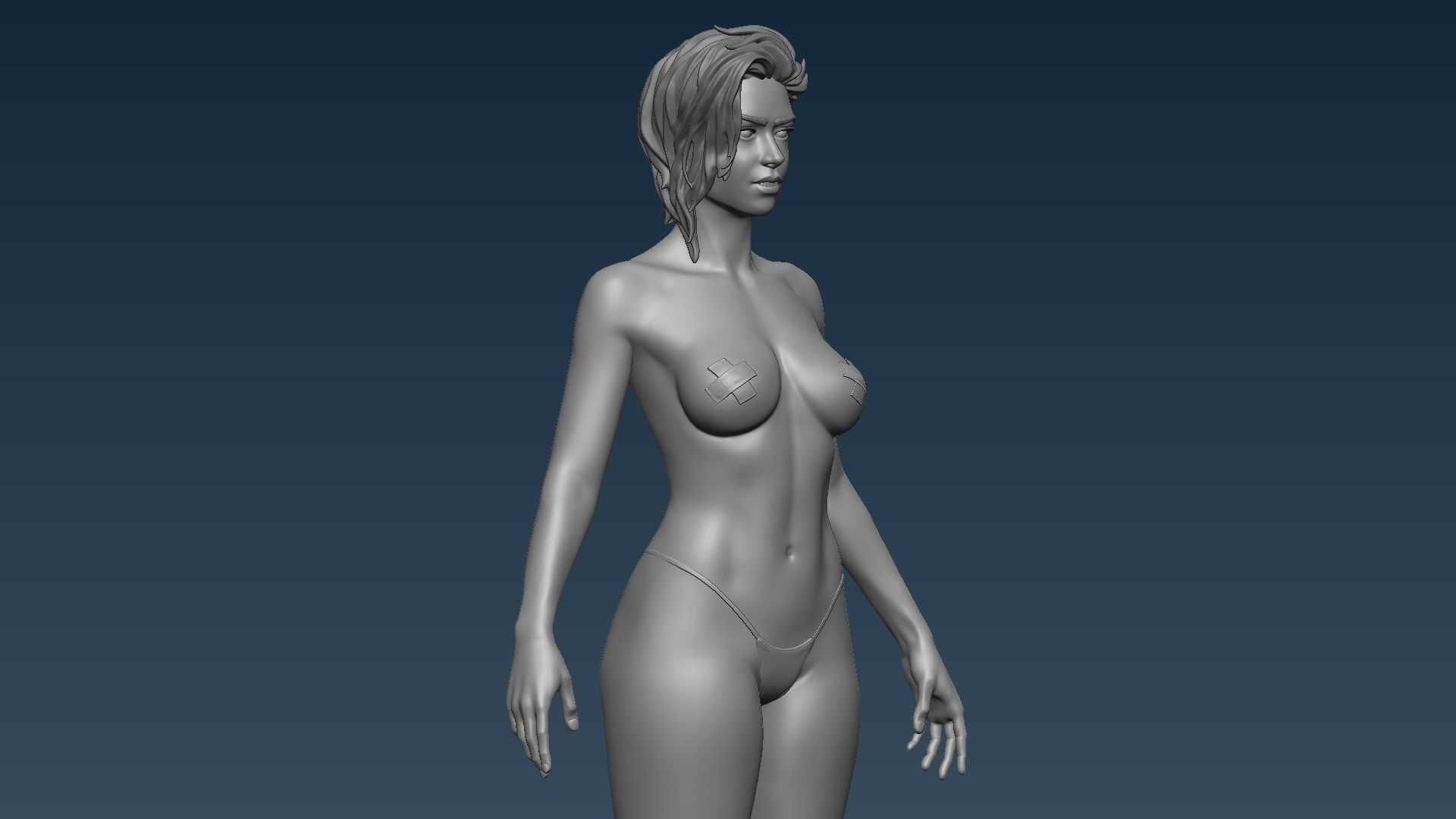 Female base mesh 3D model_7
