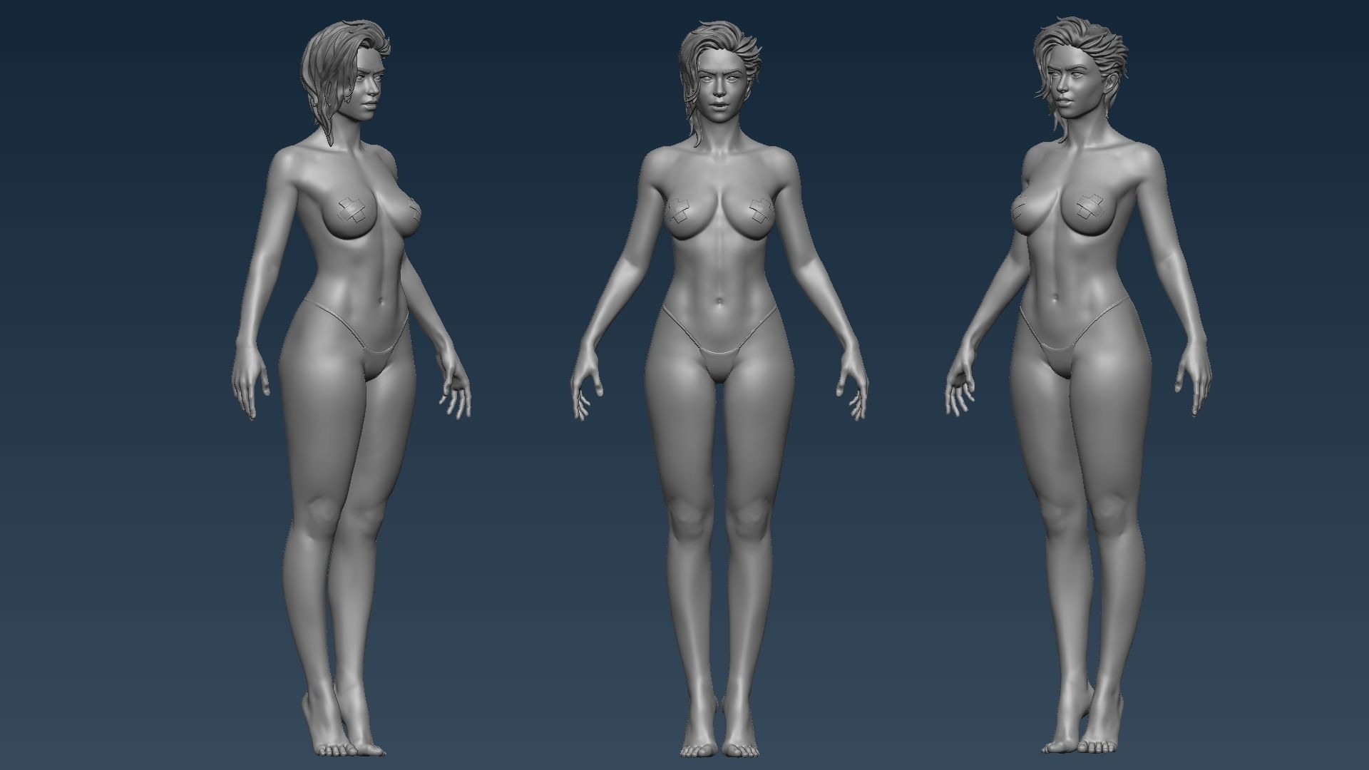Female base mesh 3D model_4