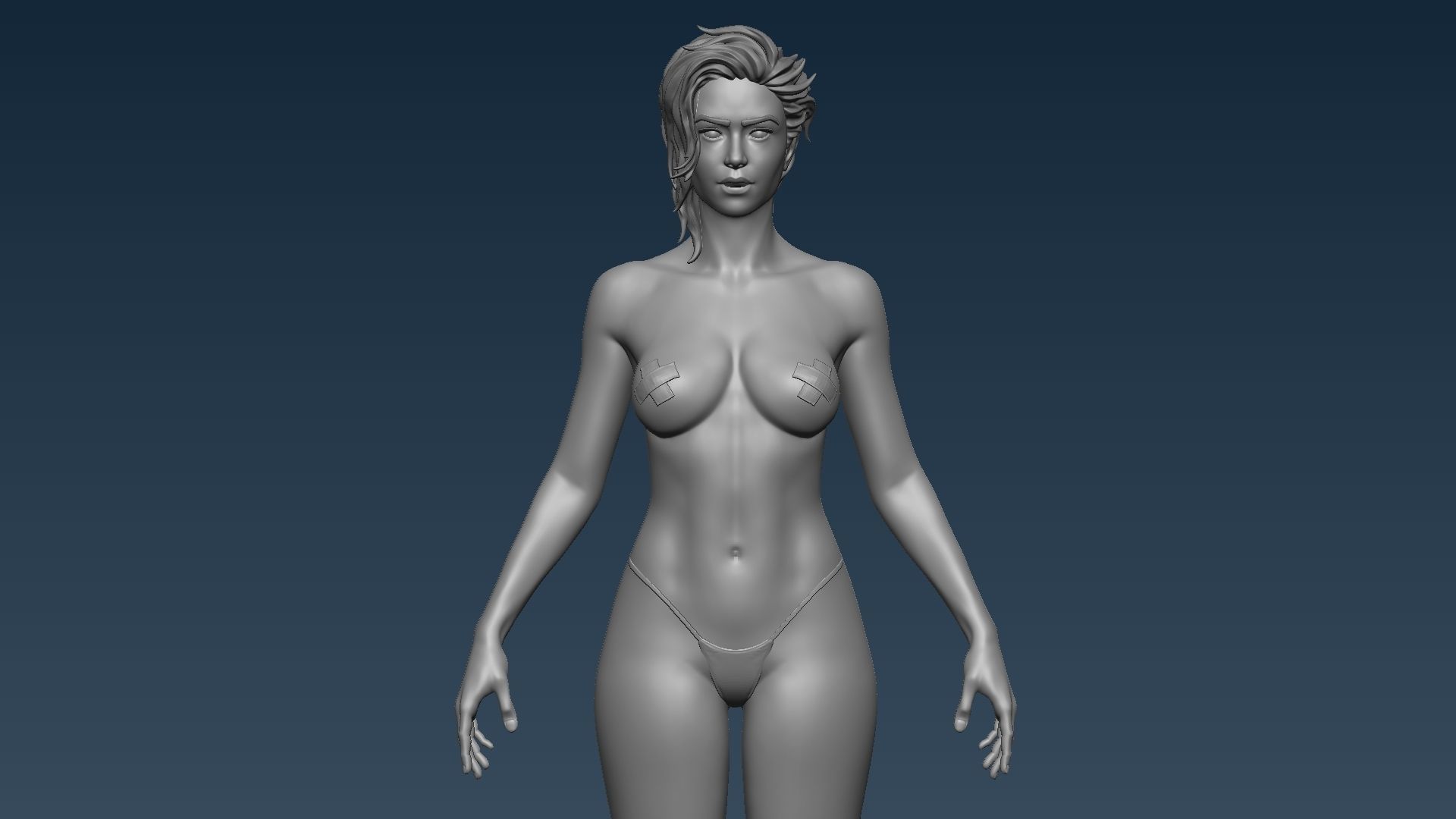 Female base mesh 3D model_9