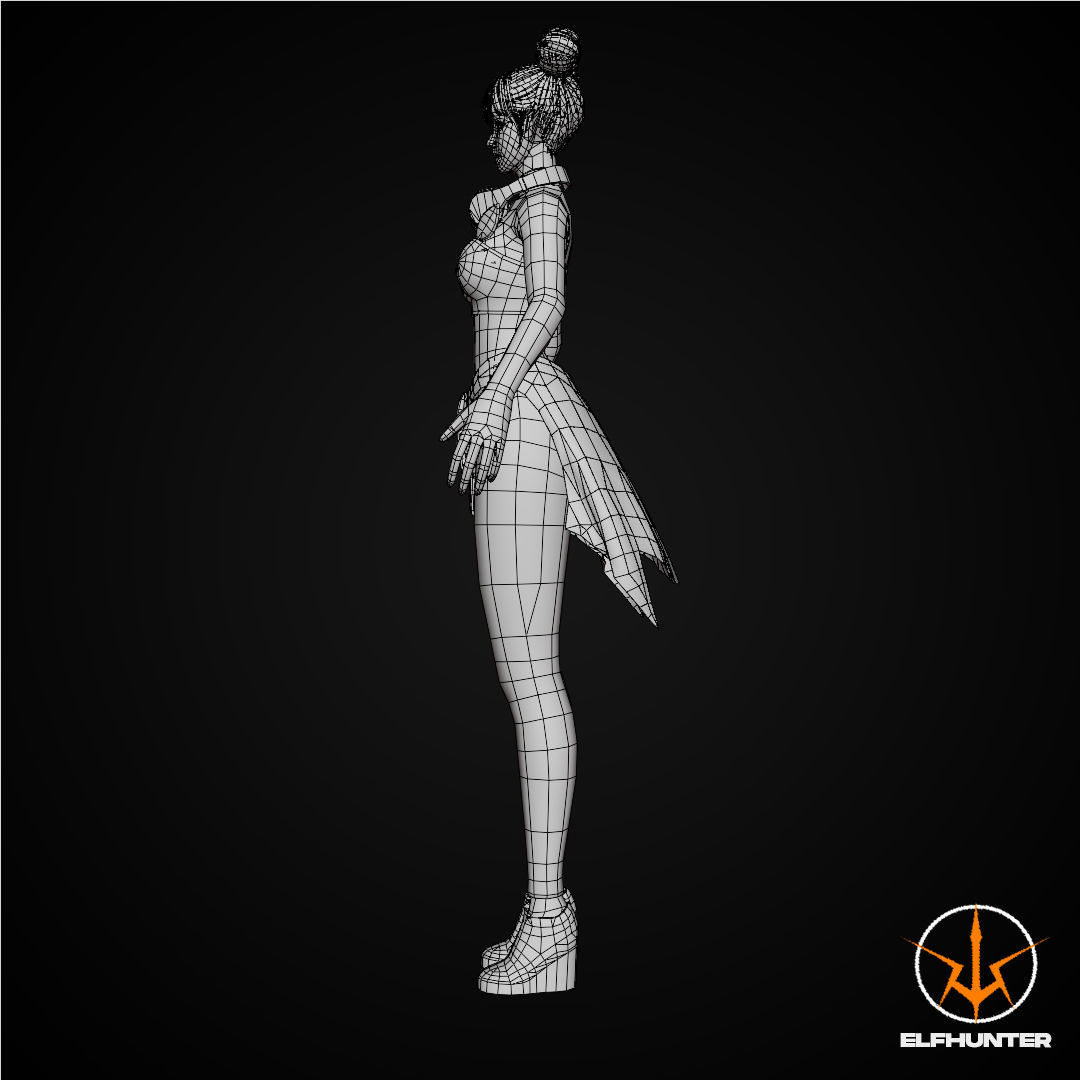 EXCLUSIVE ELF HUNTER EDITION RIGGED CHARACTER ELF PARTY Low-poly 3D model_13