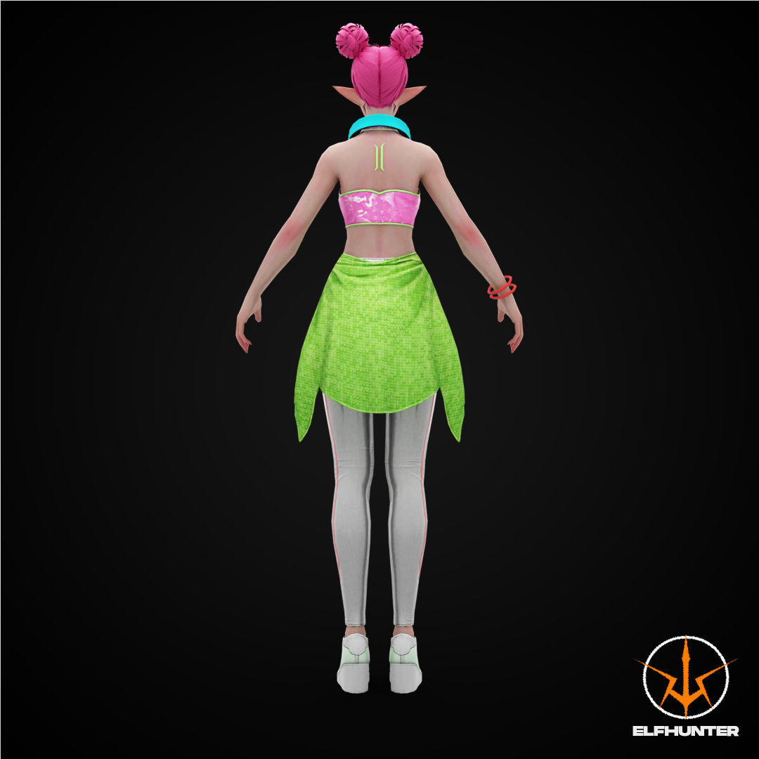 EXCLUSIVE ELF HUNTER EDITION RIGGED CHARACTER ELF PARTY Low-poly 3D model_4