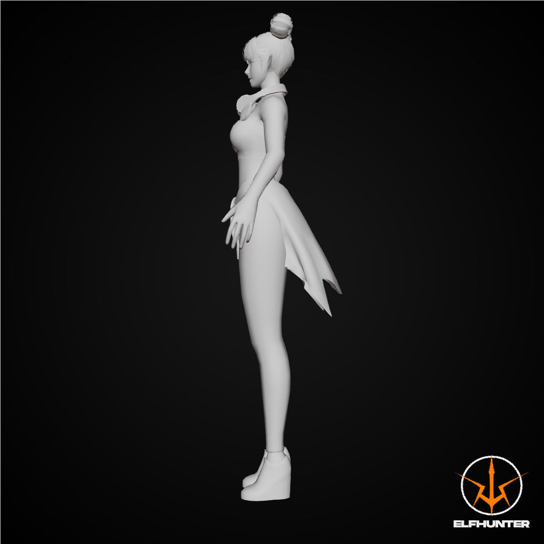 EXCLUSIVE ELF HUNTER EDITION RIGGED CHARACTER ELF PARTY Low-poly 3D model_9