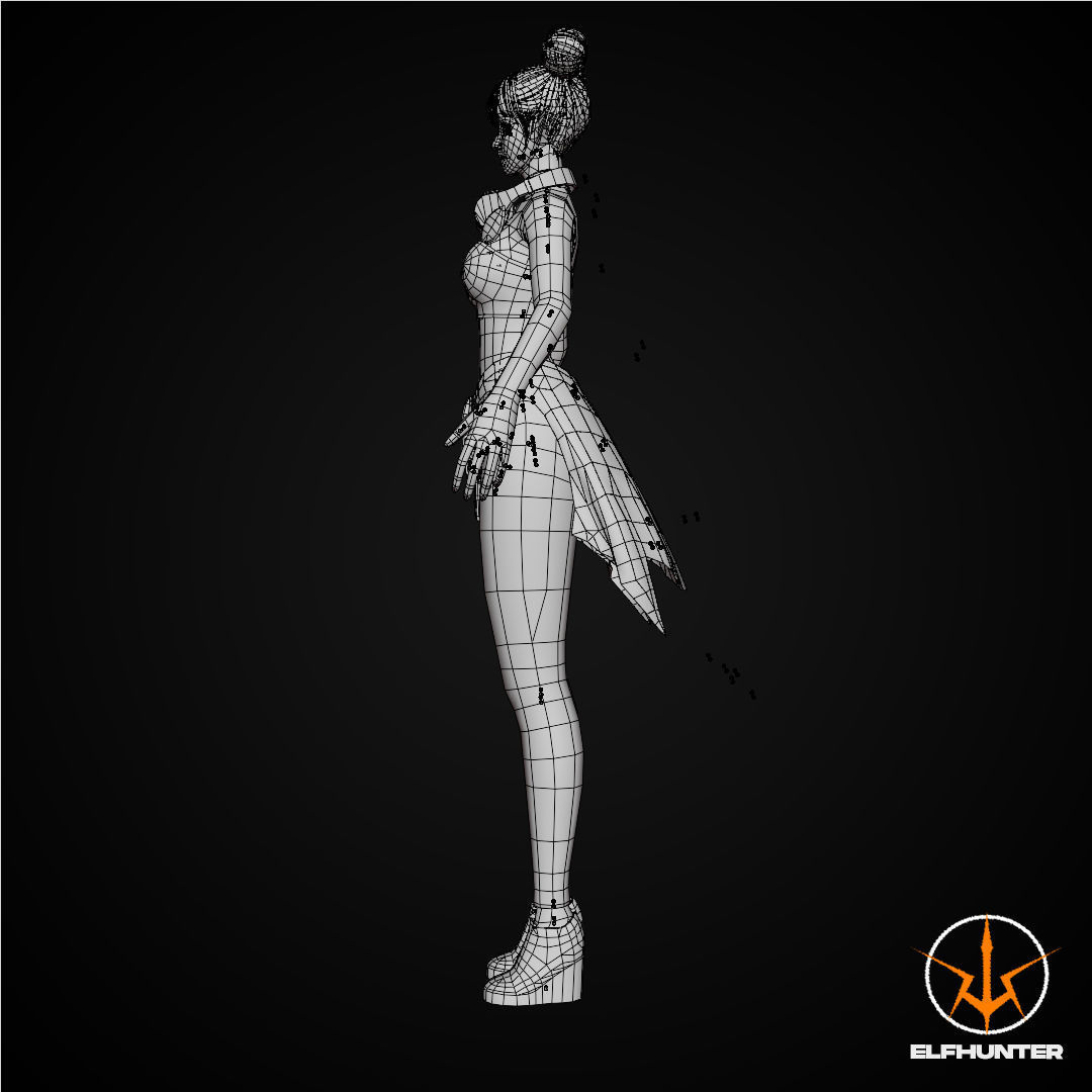 EXCLUSIVE ELF HUNTER EDITION RIGGED CHARACTER ELF PARTY Low-poly 3D model_17