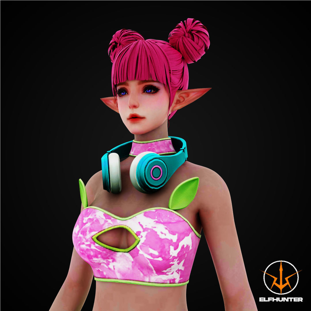 EXCLUSIVE ELF HUNTER EDITION RIGGED CHARACTER ELF PARTY Low-poly 3D model_1