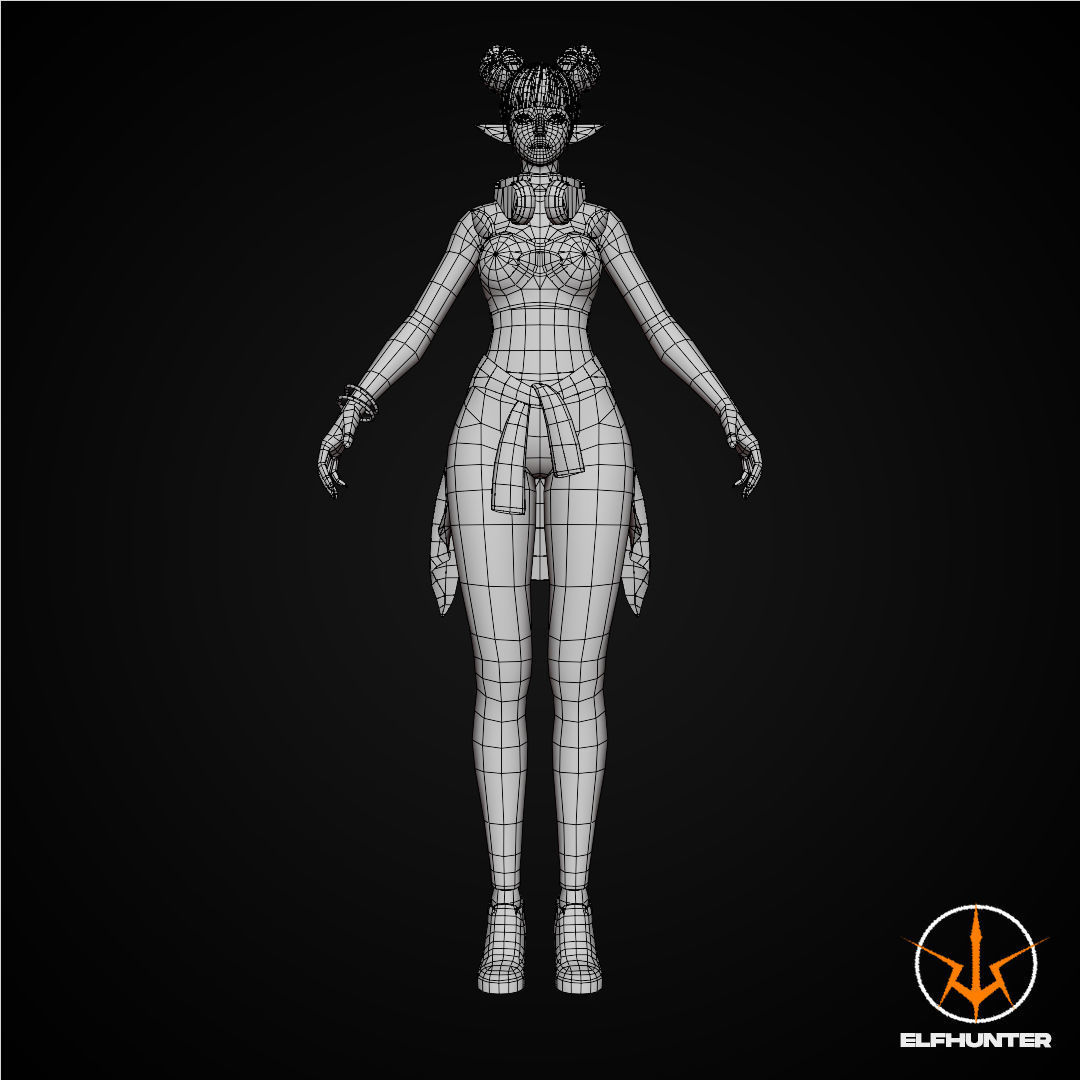 EXCLUSIVE ELF HUNTER EDITION RIGGED CHARACTER ELF PARTY Low-poly 3D model_10