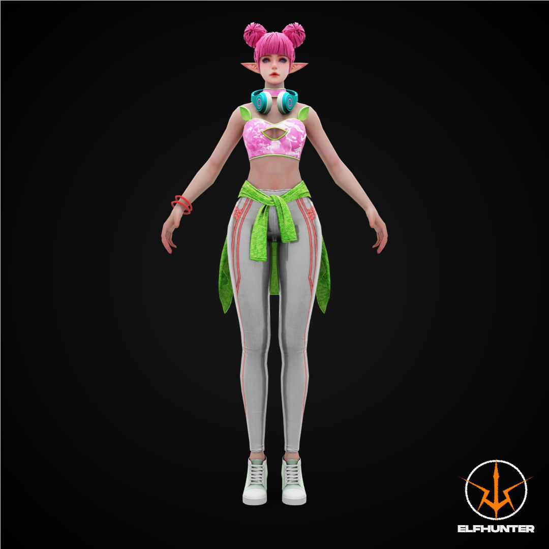 EXCLUSIVE ELF HUNTER EDITION RIGGED CHARACTER ELF PARTY Low-poly 3D model_2