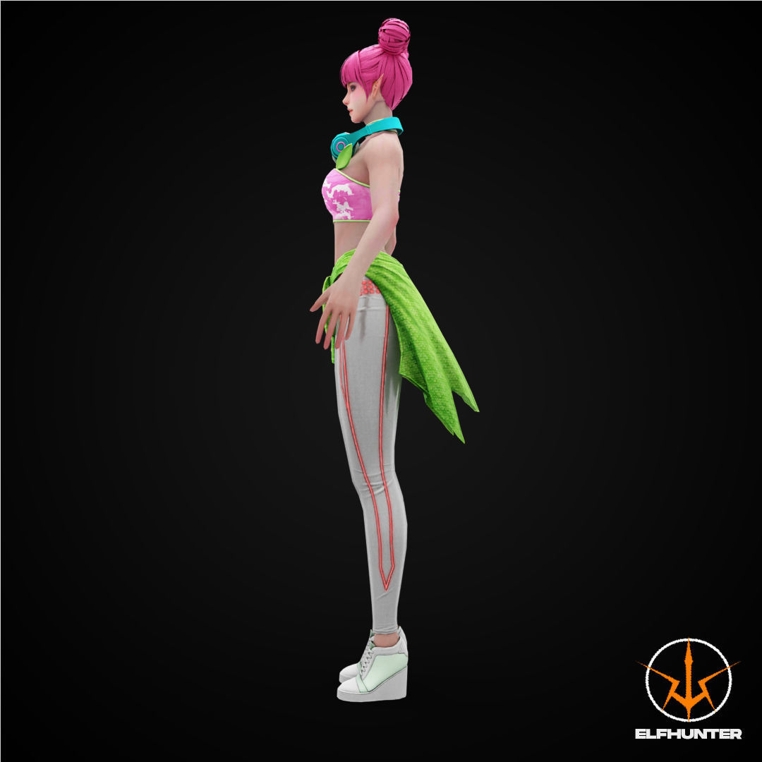 EXCLUSIVE ELF HUNTER EDITION RIGGED CHARACTER ELF PARTY Low-poly 3D model_5