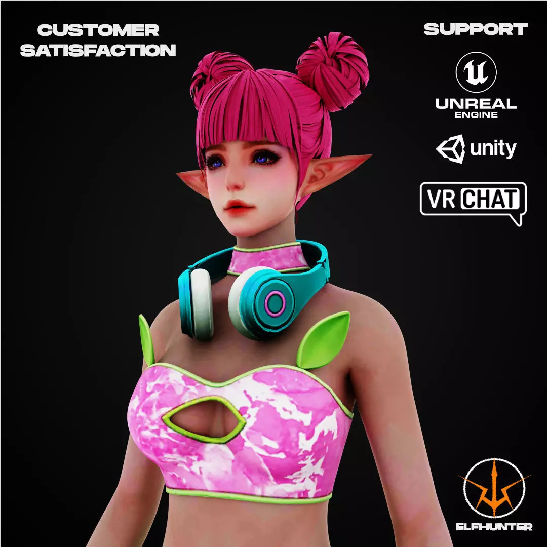 EXCLUSIVE ELF HUNTER EDITION RIGGED CHARACTER ELF PARTY Low-poly 3D model_0