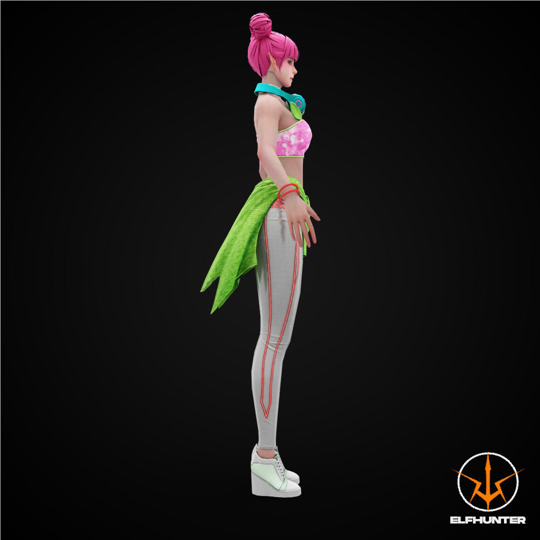 EXCLUSIVE ELF HUNTER EDITION RIGGED CHARACTER ELF PARTY Low-poly 3D model_3