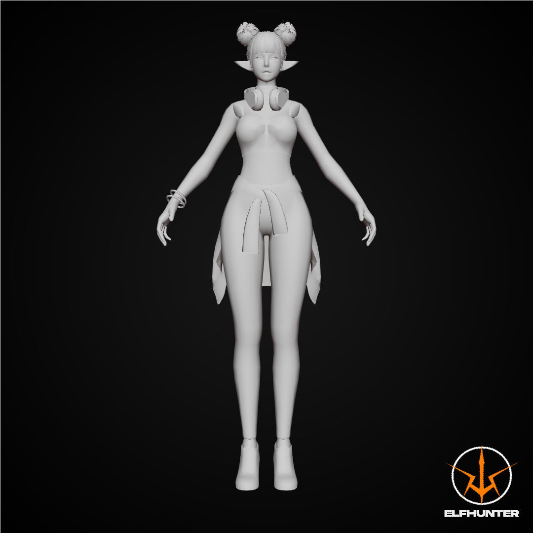 EXCLUSIVE ELF HUNTER EDITION RIGGED CHARACTER ELF PARTY Low-poly 3D model_6