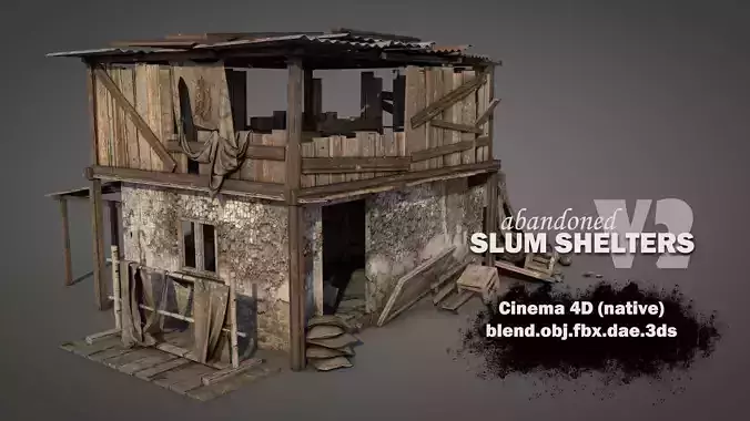 Abandoned Slum Shelters V2 3D model