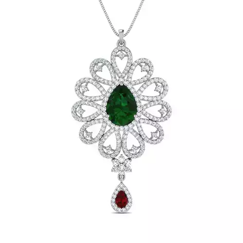 Women pendant-earrings set 3dm stl render detail