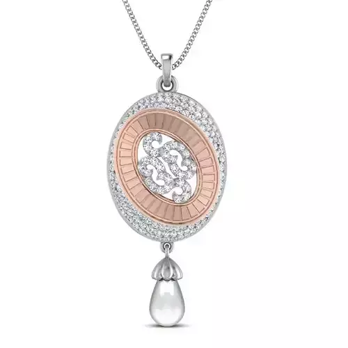 Women pendant-earrings set 3dm stl render detail