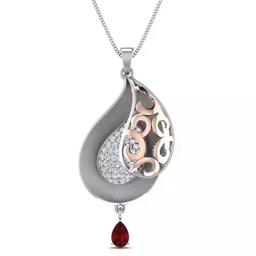 Women pendant-earrings set 3dm stl render detail