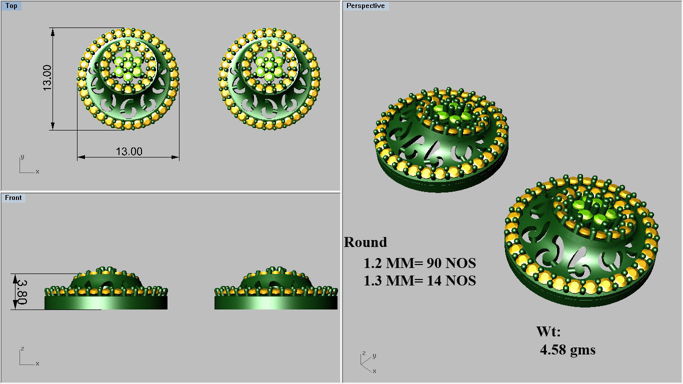 Women pendant-earrings set 3dm stl render detail 3D print model_5