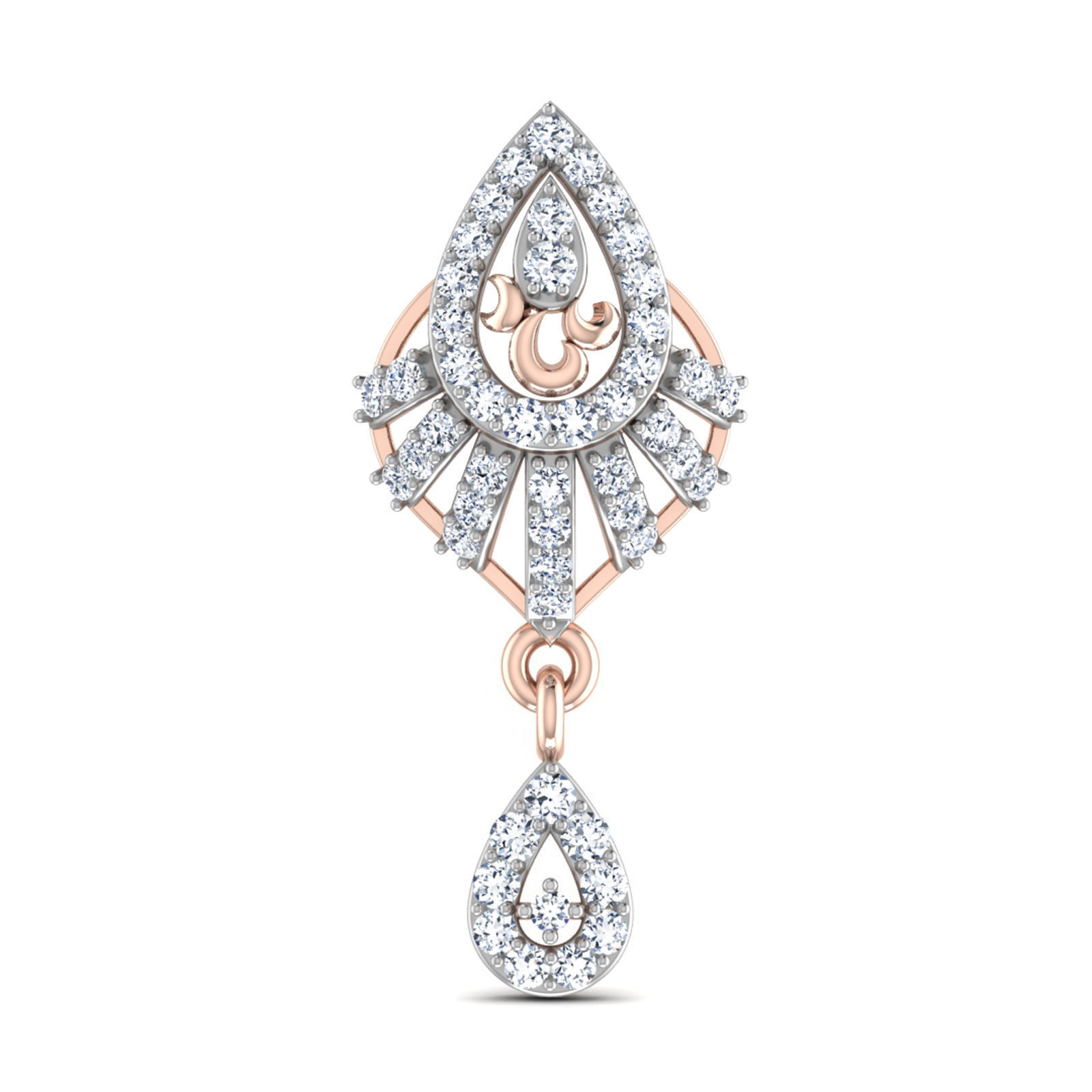 Women pendant-earrings set 3dm stl render detail 3D print model_3