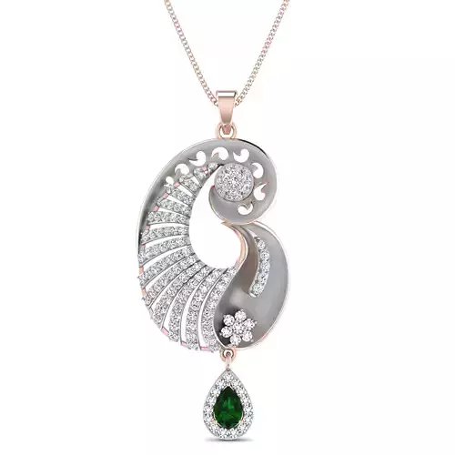 Women pendant-earrings set 3dm stl render detail