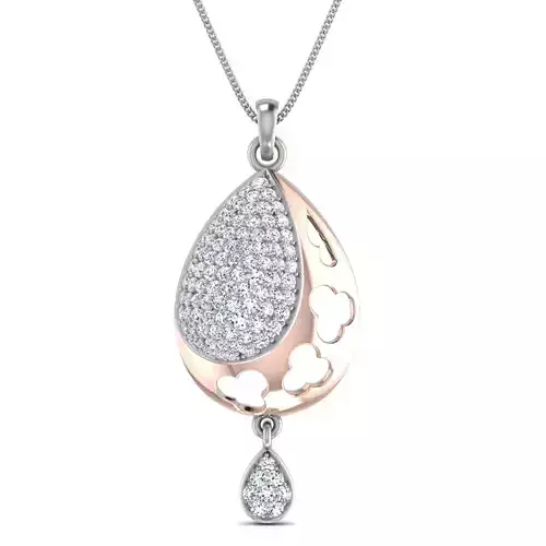 Women pendant-earrings set 3dm stl render detail