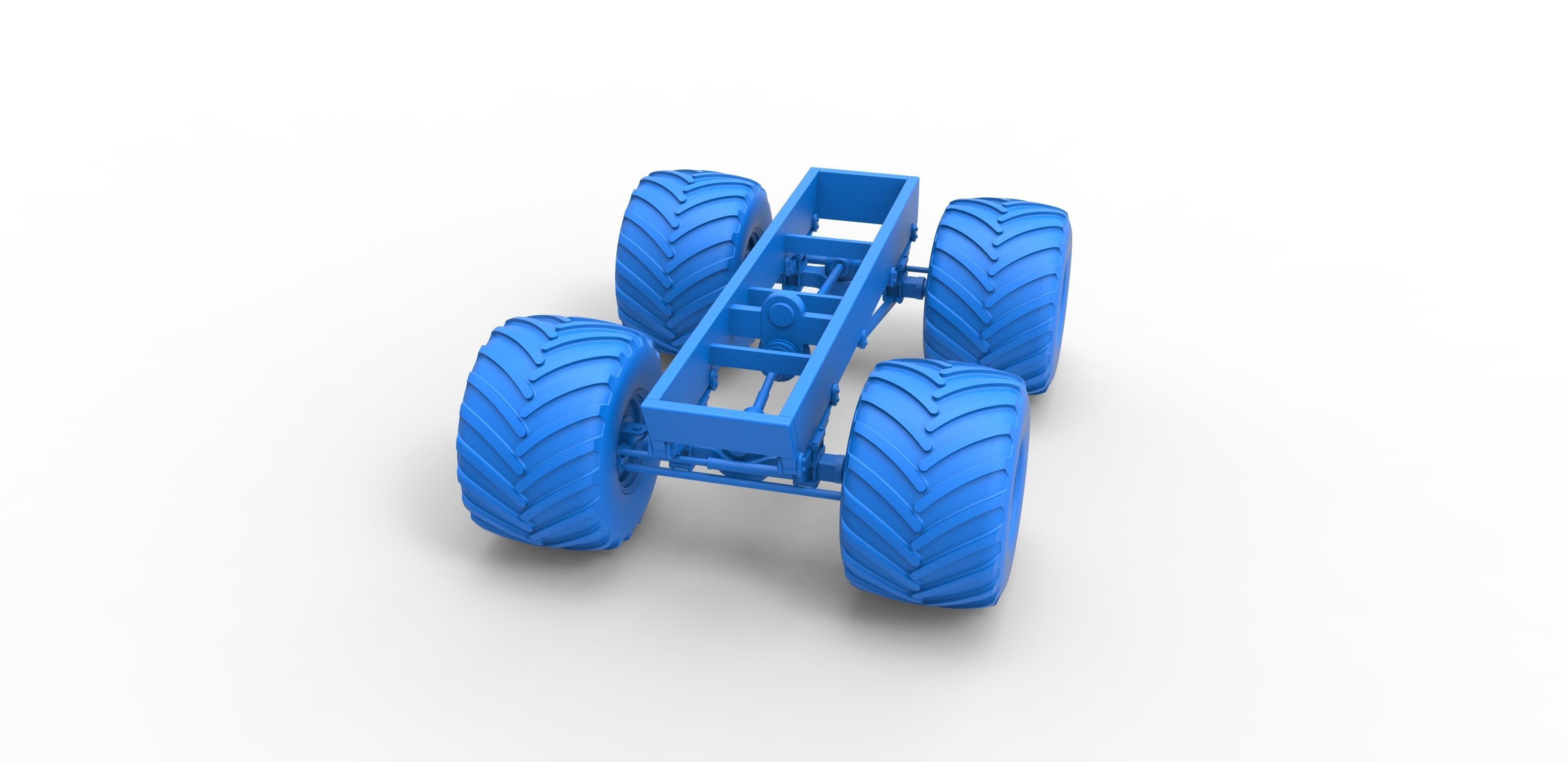 Old school monster truck chassis Scale 1 to 25 3D print model_17