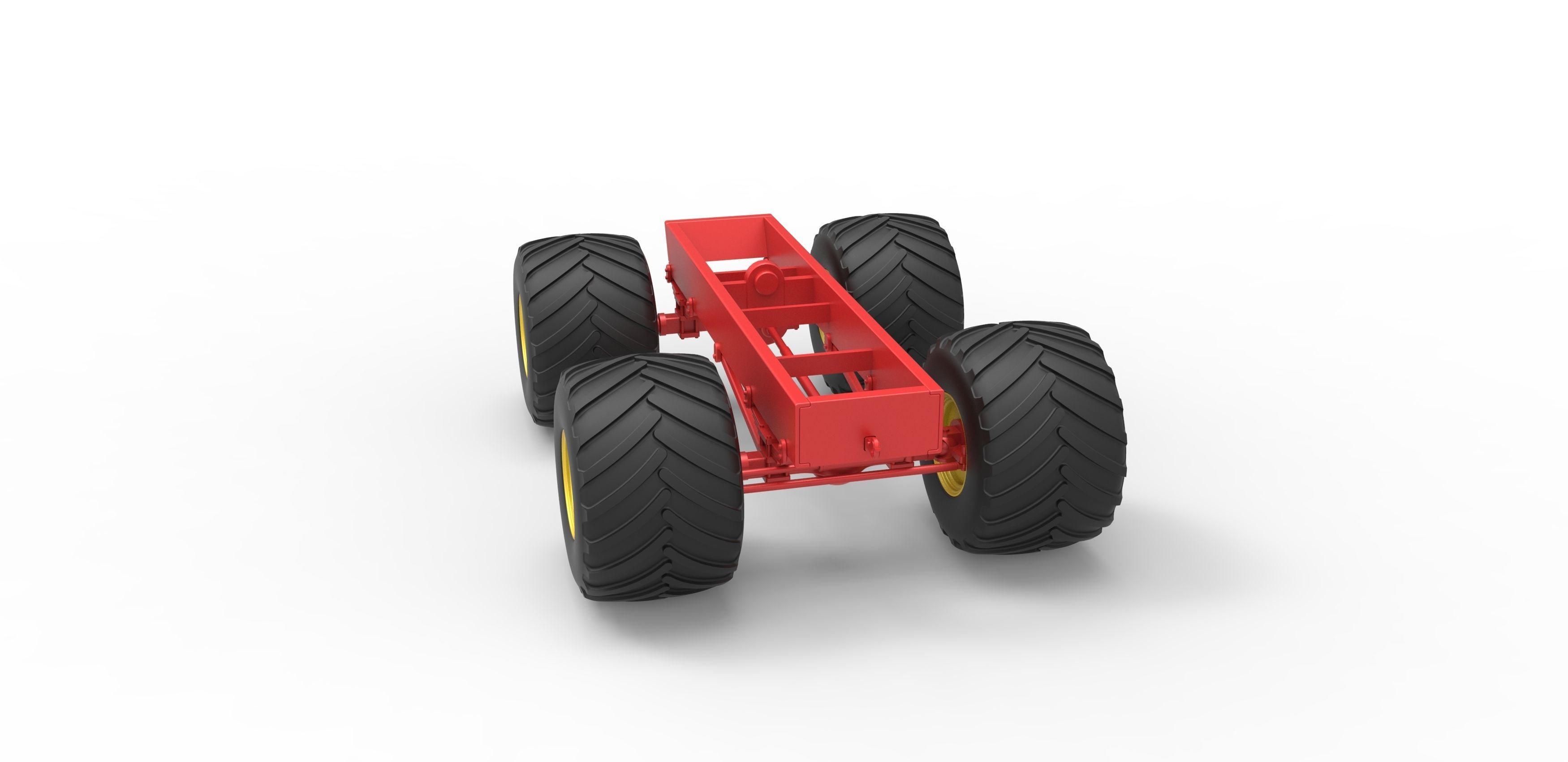 Old school monster truck chassis Scale 1 to 25 3D print model_11