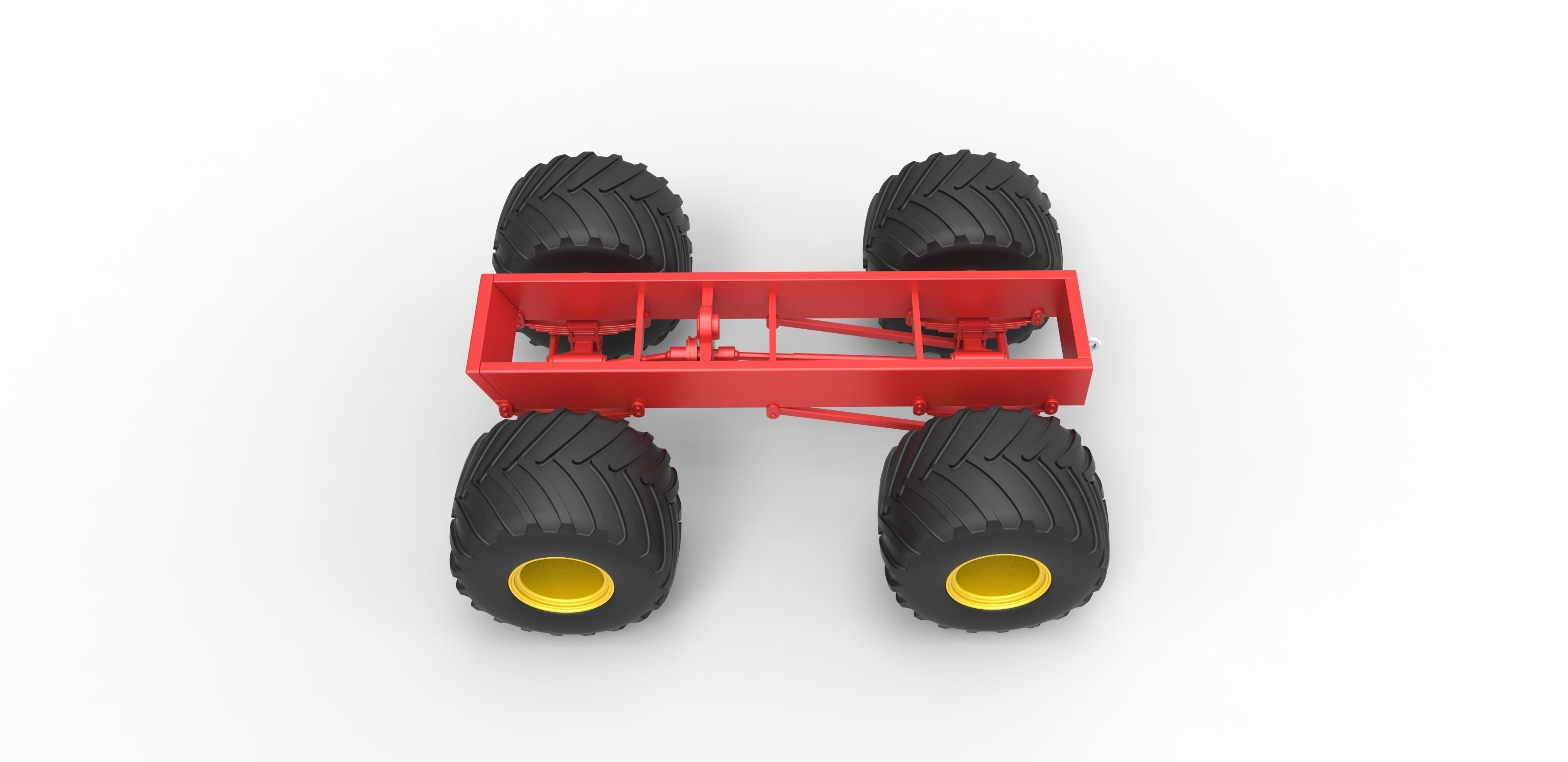 Old school monster truck chassis Scale 1 to 25 3D print model_8