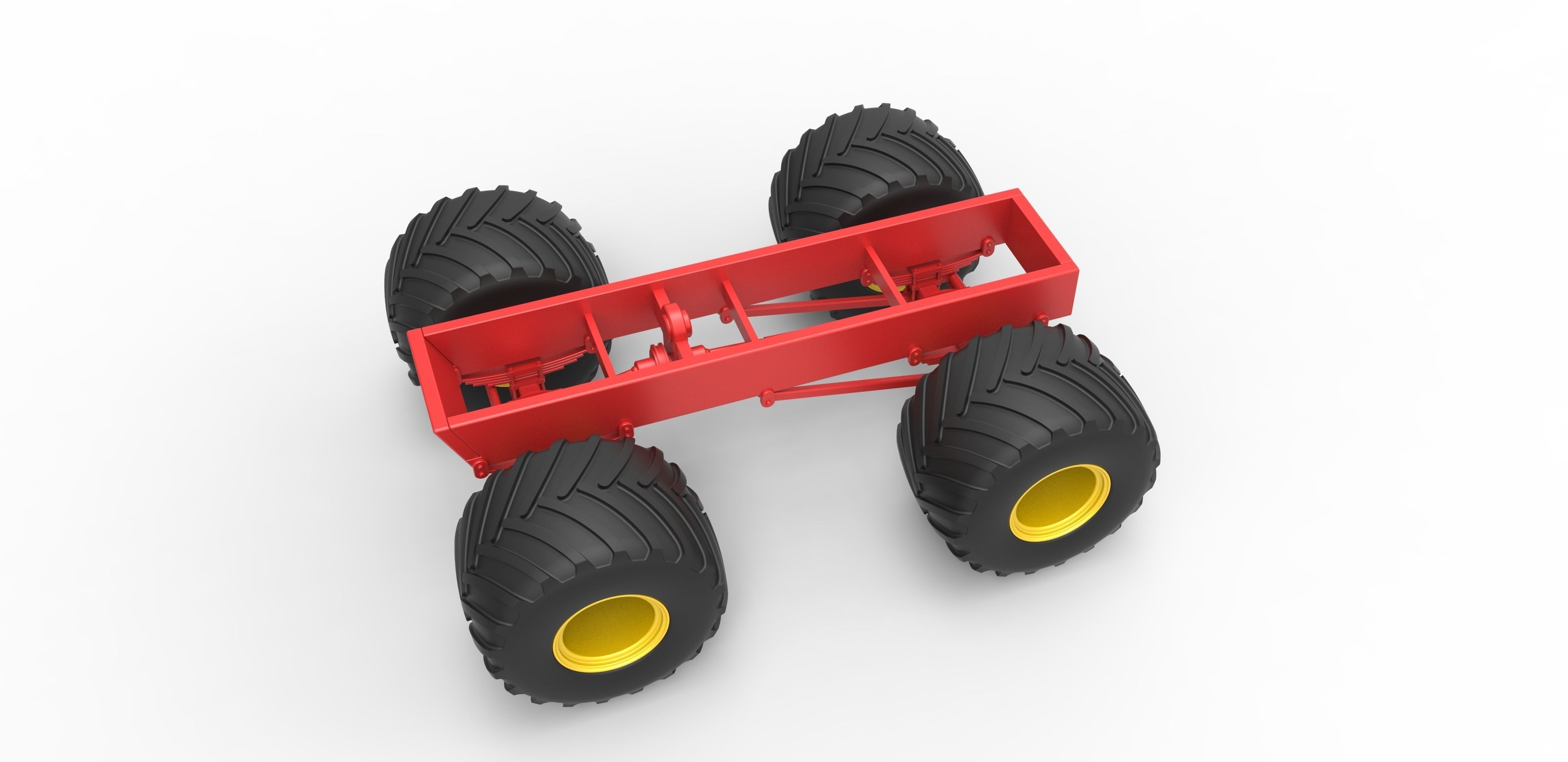 Old school monster truck chassis Scale 1 to 25 3D print model_1