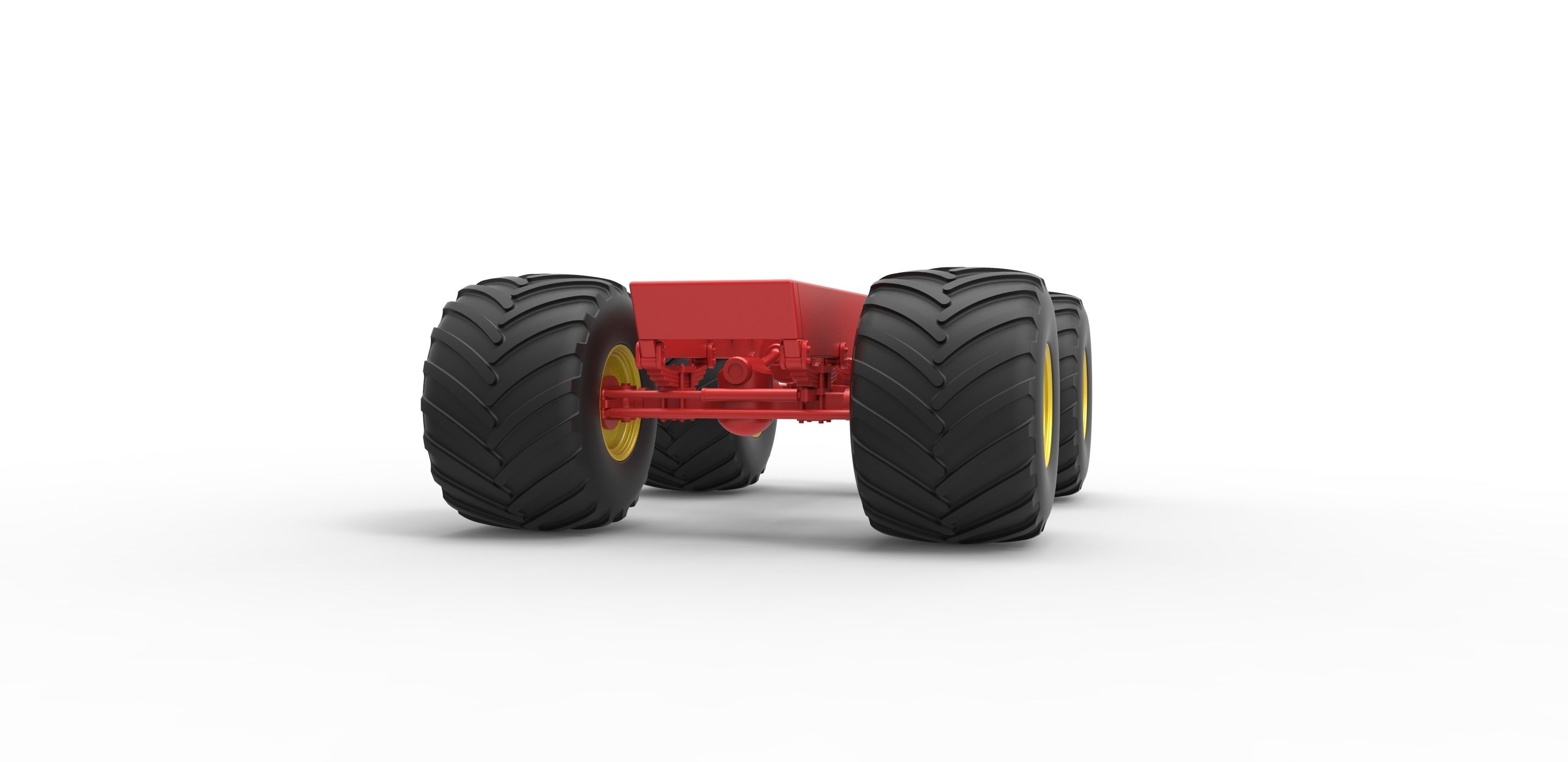 Old school monster truck chassis Scale 1 to 25 3D print model_4