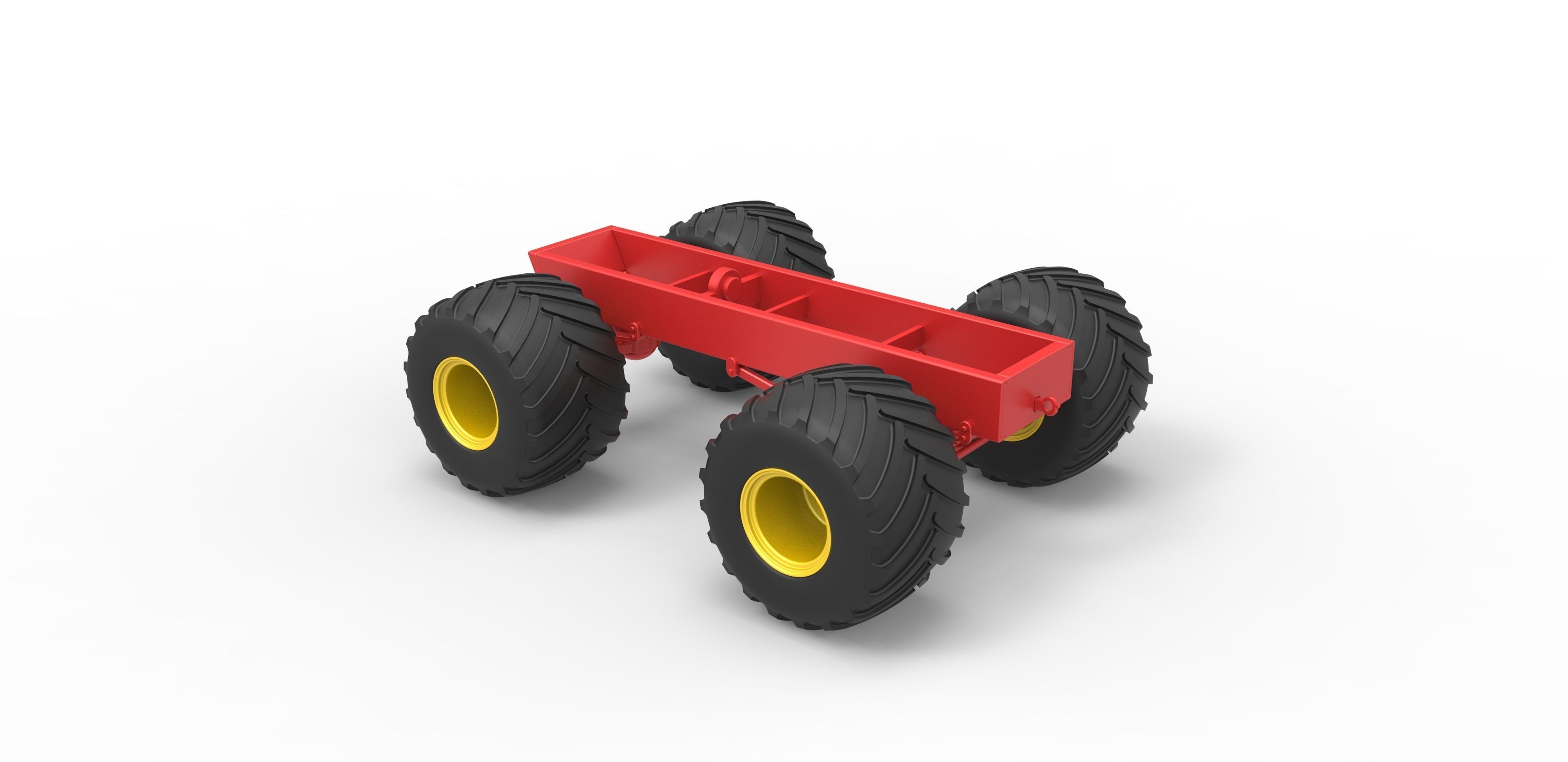 Old school monster truck chassis Scale 1 to 25 3D print model_10