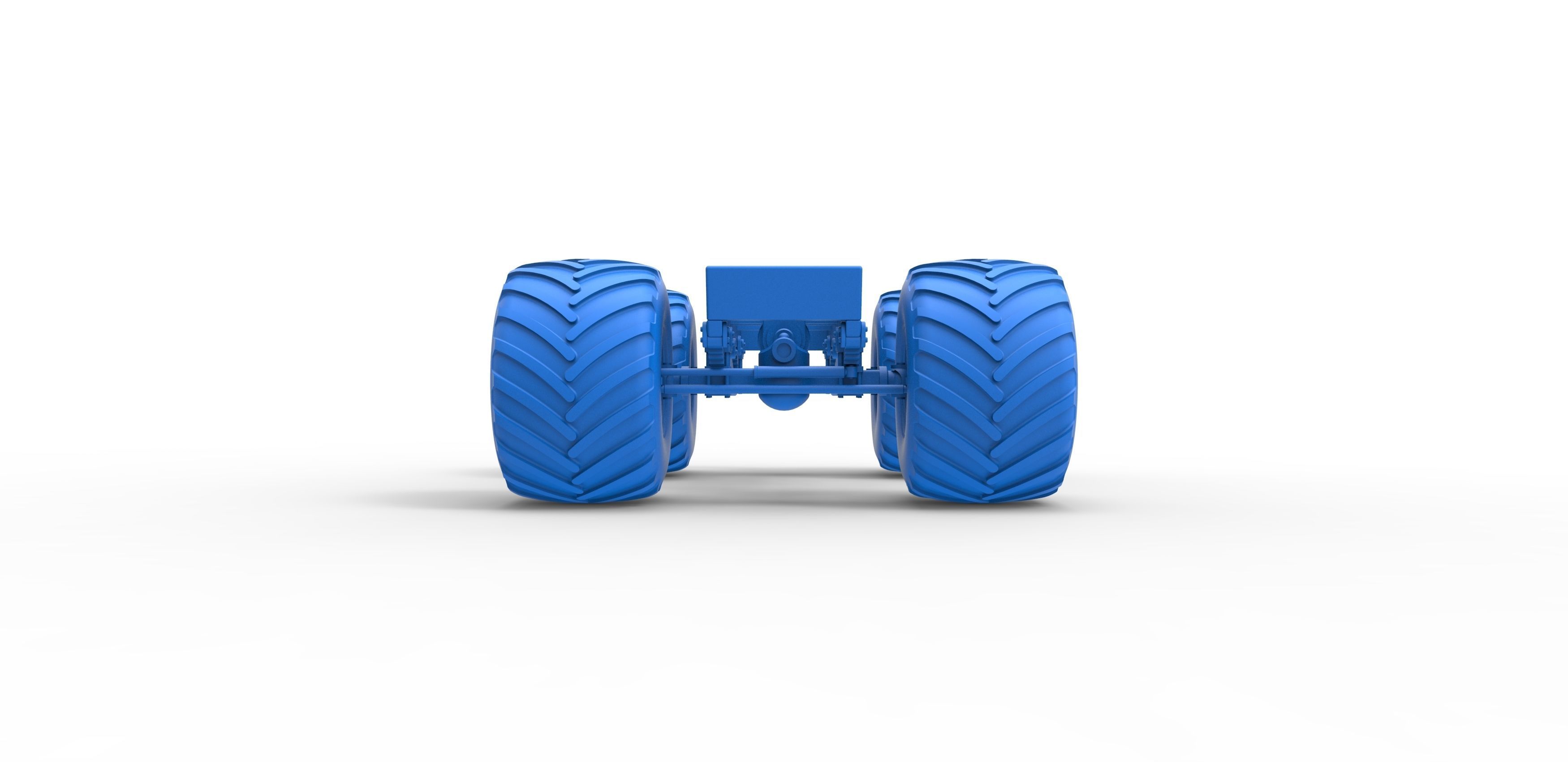 Old school monster truck chassis Scale 1 to 25 3D print model_20