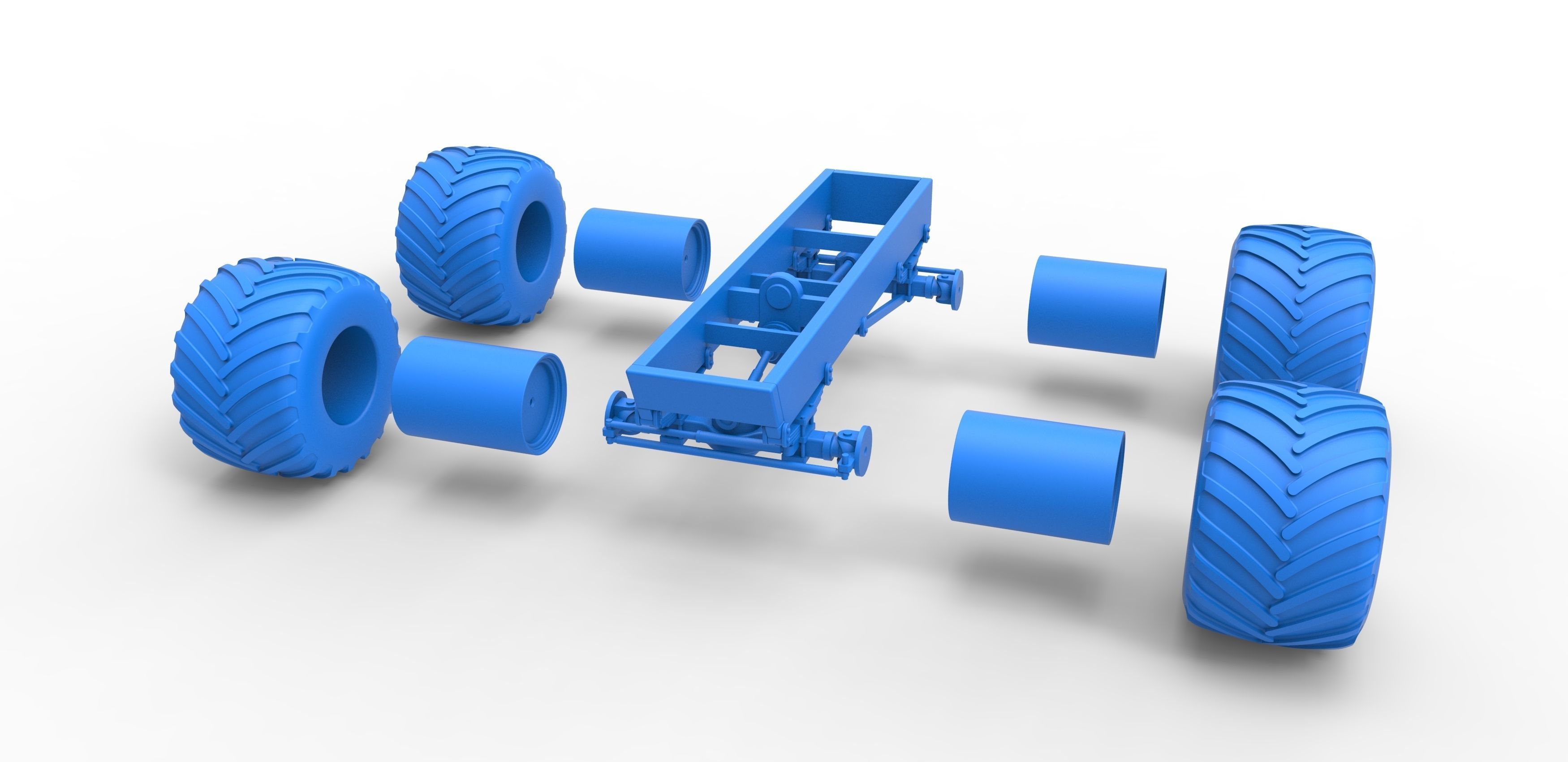 Old school monster truck chassis Scale 1 to 25 3D print model_28