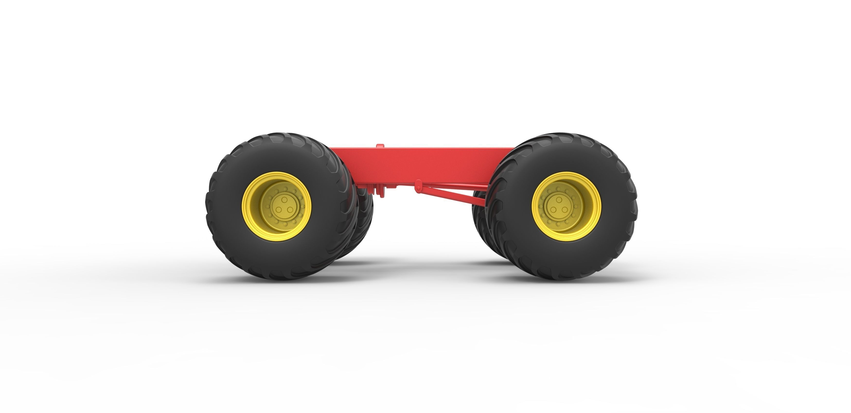 Old school monster truck chassis Scale 1 to 25 3D print model_7