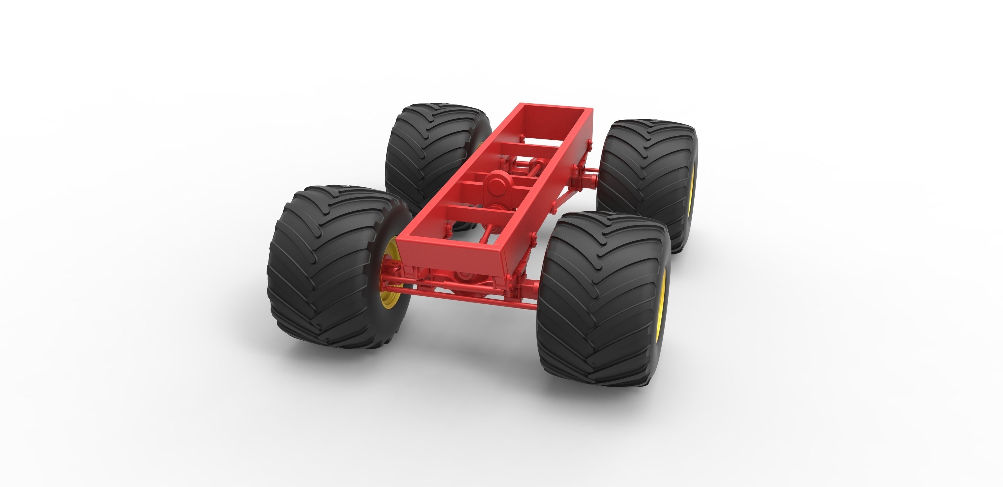 Old school monster truck chassis Scale 1 to 25 3D print model_3