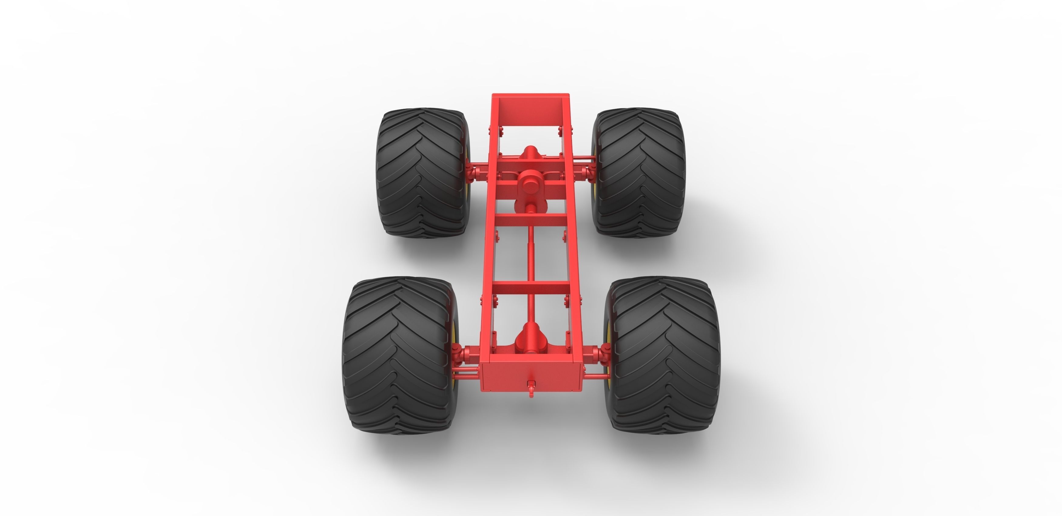 Old school monster truck chassis Scale 1 to 25 3D print model_12