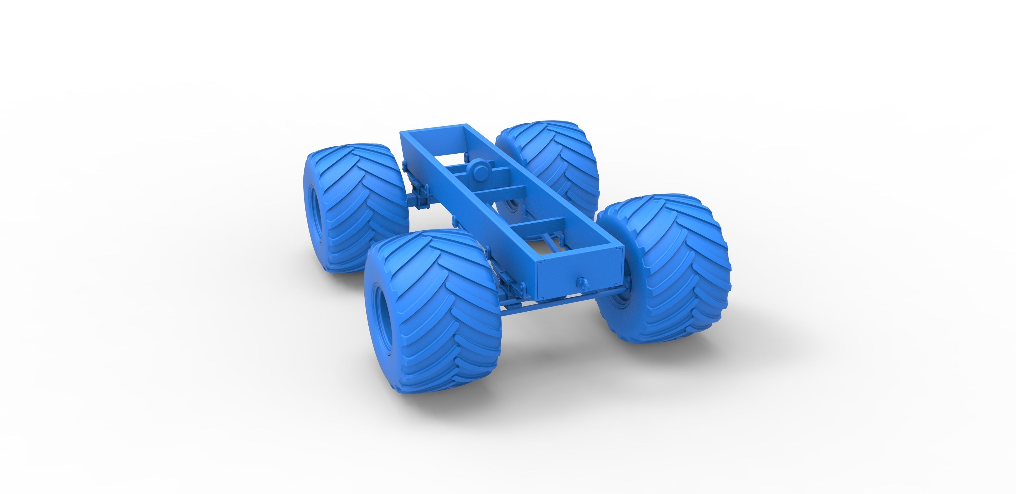 Old school monster truck chassis Scale 1 to 25 3D print model_25