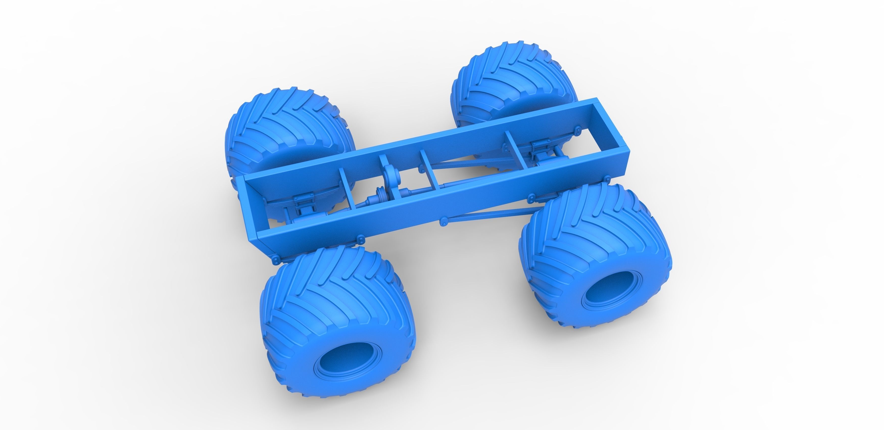 Old school monster truck chassis Scale 1 to 25 3D print model_16